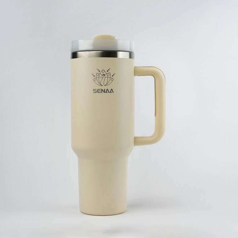 The H2.0 EVERY SIP IS AN ADVENTURE™ – Porcelain Crème 40 oz Hydration Tumbler – Elegance on the Go
