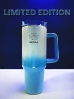 THE LIMITED-EDITION H2.0 EVERY SIP IS AN ADVENTURE™ 40 OZ ICY SAPPHIRE HYDRATION TUMBLER