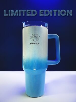 THE LIMITED-EDITION H2.0 EVERY SIP IS AN ADVENTURE™ 40 OZ ICY SAPPHIRE HYDRATION TUMBLER