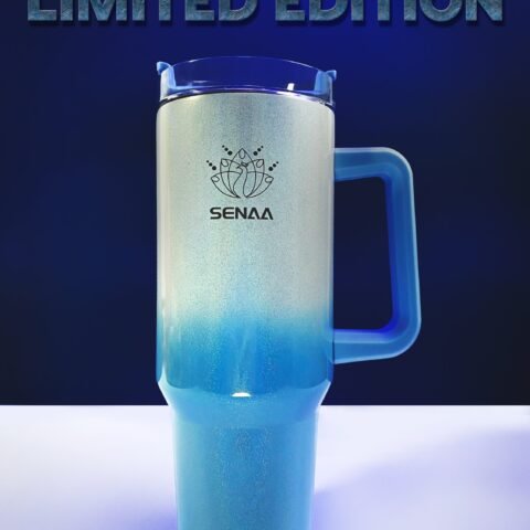 THE LIMITED-EDITION H2.0 EVERY SIP IS AN ADVENTURE™ 40 OZ ICY SAPPHIRE HYDRATION TUMBLER