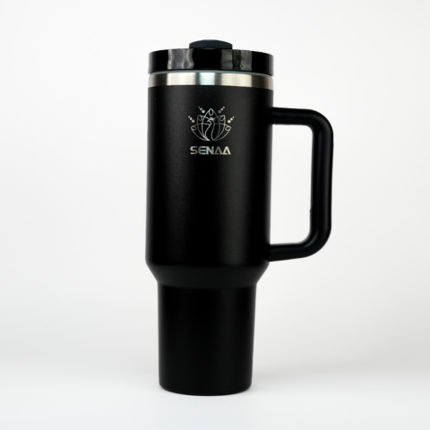 The H2.0 EVERY SIP IS AN ADVENTURE™ – Obsidian Noir 40 oz Hydration Tumbler – Power in Every Pour