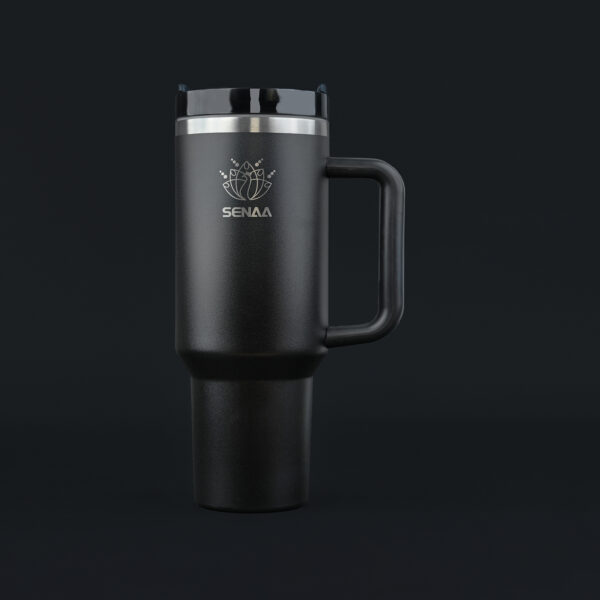 The H2.0 EVERY SIP IS AN ADVENTURE™ – Obsidian Noir 40 oz Hydration Tumbler – Power in Every Pour