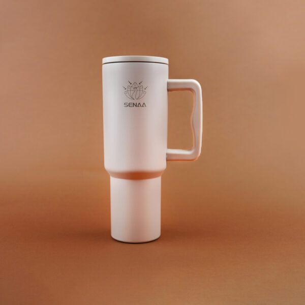 THE H2.0 SIP SAVOR GO™ – Vanilla Silk 40 oz Hydration Tumbler – Subtle Luxury, All Day Long