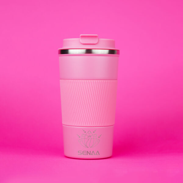 The BREW QUEST 17 oz Rose Latte Coffee Tumbler – Soft Hues, Strong Sips