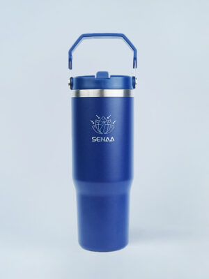 The 30 Oz Midnight Sapphire Prestige WaveFlip Tumbler – A Journey Enveloped in Regal Luxury