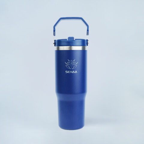 The 30 Oz Midnight Sapphire Prestige WaveFlip Tumbler – A Journey Enveloped in Regal Luxury