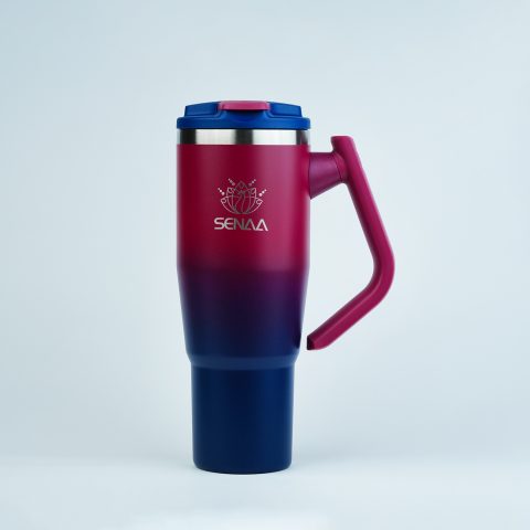 Limited Edition 180° Rotation Crimson & Azure Luxe Hydration Tumbler – A Bold Fusion of Elegance and Dynamic Performance