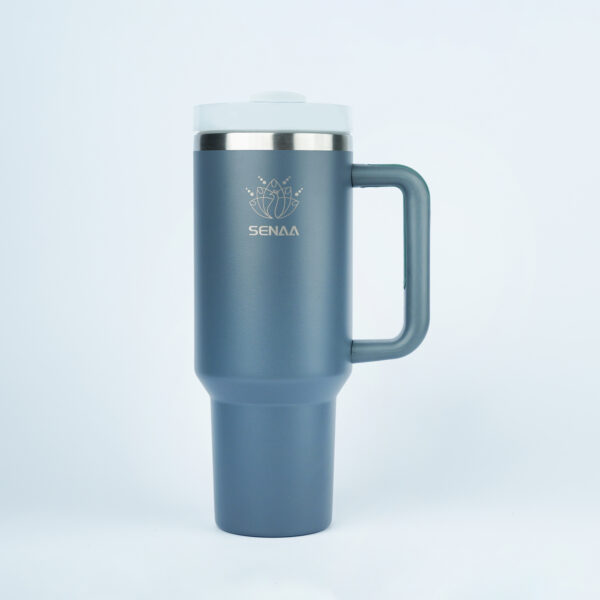 The H2.0 EVERY SIP IS AN ADVENTURE™ – Sapphire Eclipse 40 oz Hydration Tumbler – Deep Flow Energy